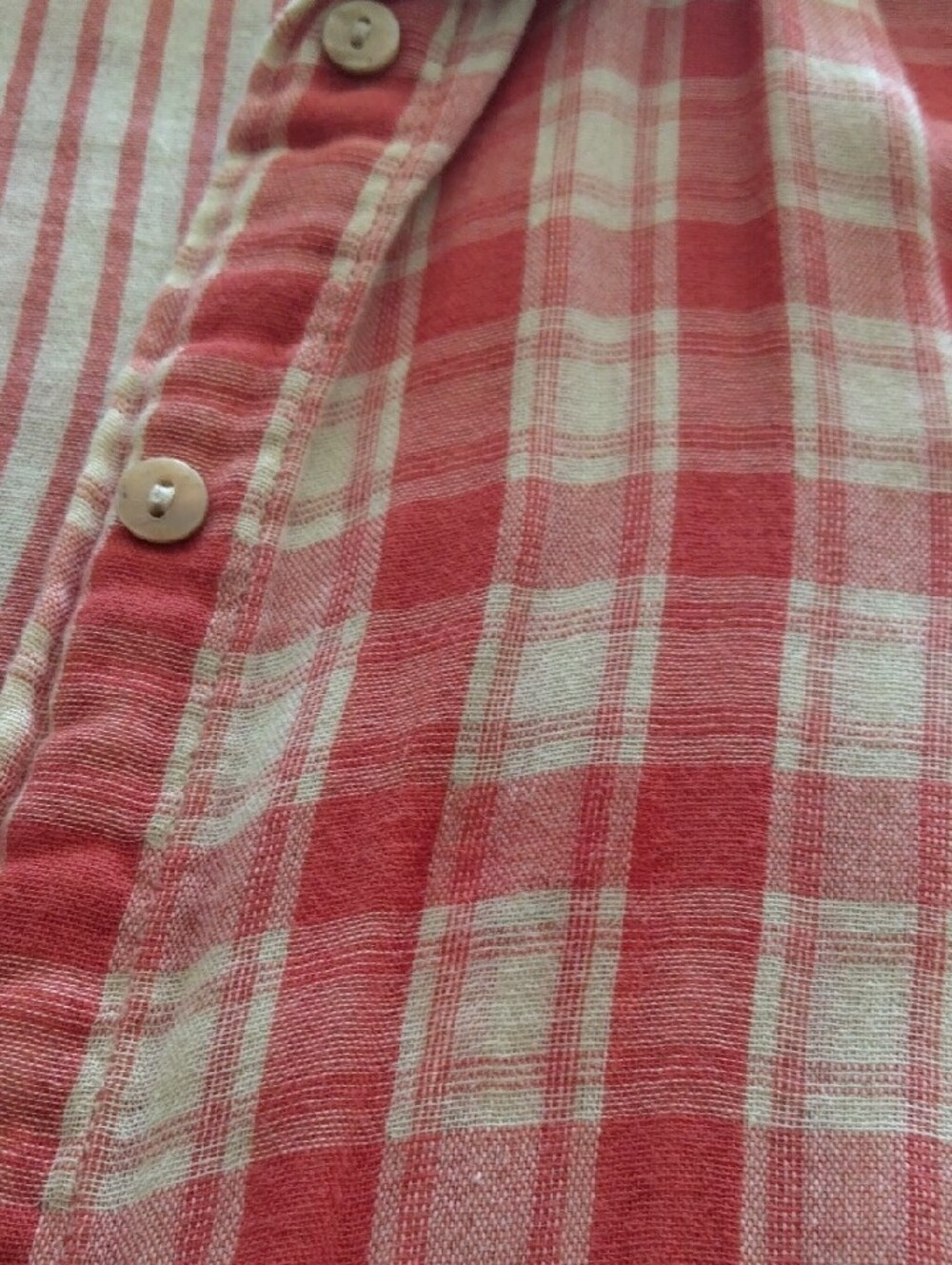 White Crow Coral,Orange& Cream Plaid Button-Down Shirt - Picture 8 of 11